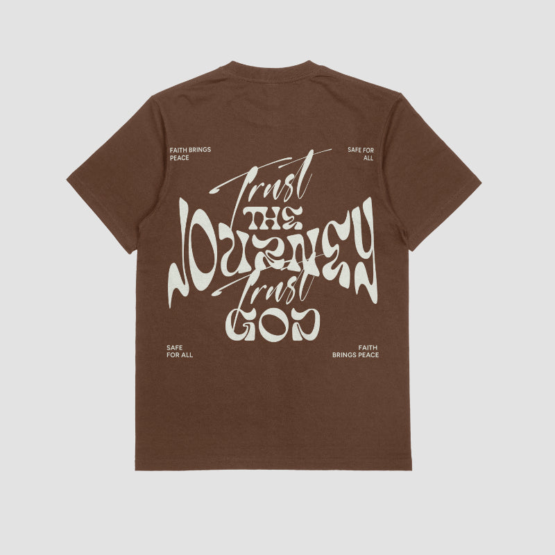 Trust journey god is all camisa oversize color cafe claro